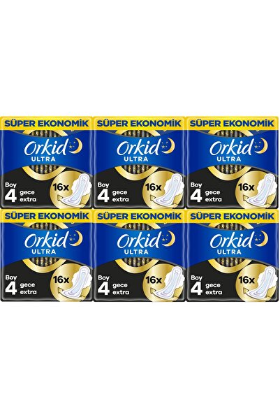 Orkid Ultra Hijyenik Ped Gece Ekstra 16'lı 6 Adet