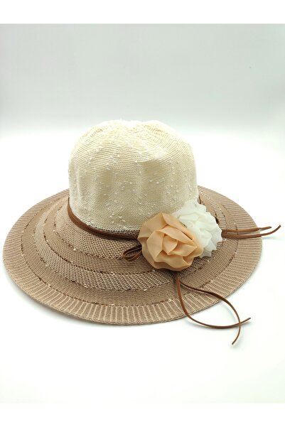 AXE SPORTSWEAR Pălărie de plajă Fedora de vară cu detaliu de trandafir de cul...