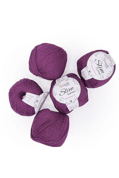 Spagettiyarn Slim Cotton Plus 5-Piece Violet Hand Knitting Thread