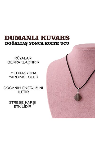 OSMANLI DEĞERLİ TAŞ Sertifikalı Dumanlı Kuvars Yonca Doğaltaş Kolye Ucu M441