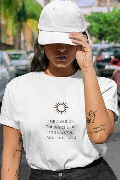 SUNFREE T-Shirt Κανονικού Λευκού με Εκτύπωση Σλόγκαν
