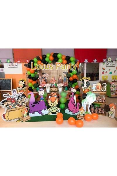 LOTUS PARTY 50 قطعة - مجموعة سلسلة بالونات ذات طابع العصر الحجري (أسود - برتق...