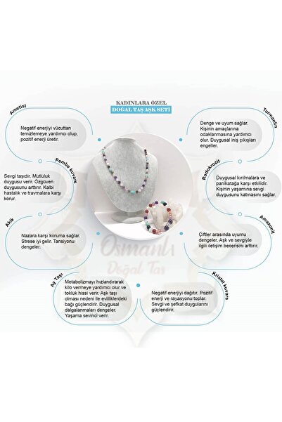 OSMANLI DOĞAL TAŞ Sertifikalı Doğal Taş Takı Seti-kadınlara Özel Aşk Seti