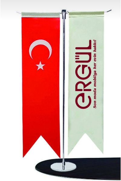 ETİKETLİK FİYATLIK Ергюл Цветно турско знаме тип - Настолно знаме, Две части