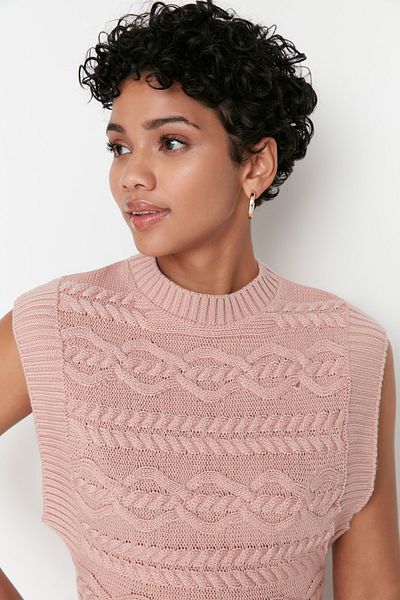 Trendyol Collection Strickweste - Rosa - Regular Fit