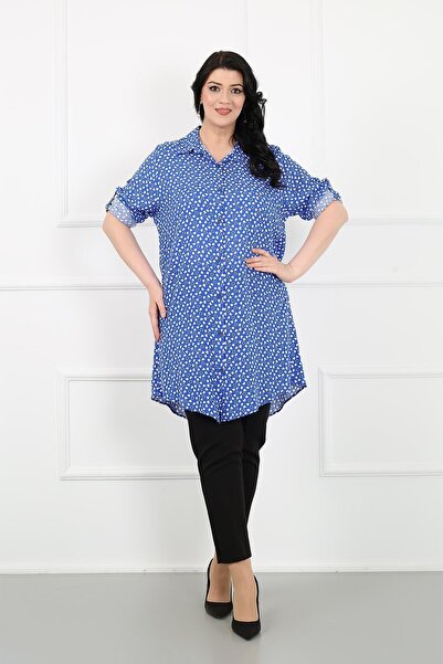 By Alba Collection Tunica de damă, bumbac, viscoză, cu model de inimă Indigo