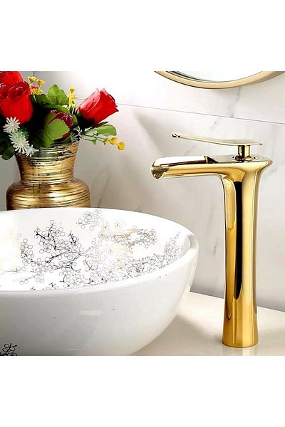 Fause High Bowl Sink Faucet Waterfall Gold Gold Ksl102-g