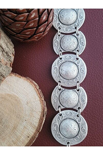 Antique Dolunay Antik Gümüş Kaplama El Yapımı Ayarlanabilir Selçuklu Şahdamar Motifli Bileklik