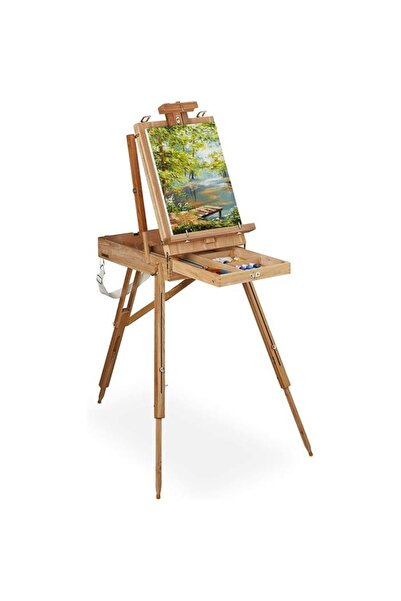 Art Tone Profesyonel Kır Tipi Doğal Şövale Taşınabilir Çekmeceli