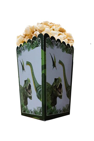 Parti dolabı 8 Pack Wild Dinosaur Corn Box Jurassic Park Themed Popcorn Treat Box 11,5x7,5cm
