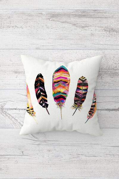 Pelangi Bohemian Colorful Bird Feathered Double Side Print Hidden Zippered Pi...