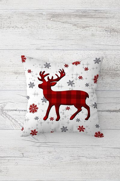 Pelangi Deer Snowflake New Year Christmas Hidden Zippered Pillowcase Throw Pillow Seat Pillowcase