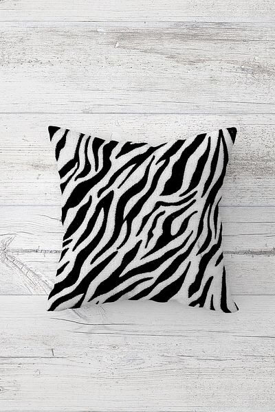 Pelangi Zebra Patterned Double Sided Printed Hidden Zippered Pillowcase Throw Pillow Seat Pillowcase