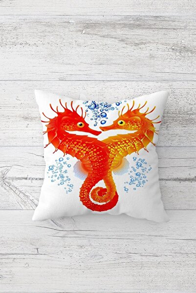 Pelangi غطاء وسادة بسحاب مخفي مطبوع على الوجهين من Sea Horse Pair، غطاء وسادة...