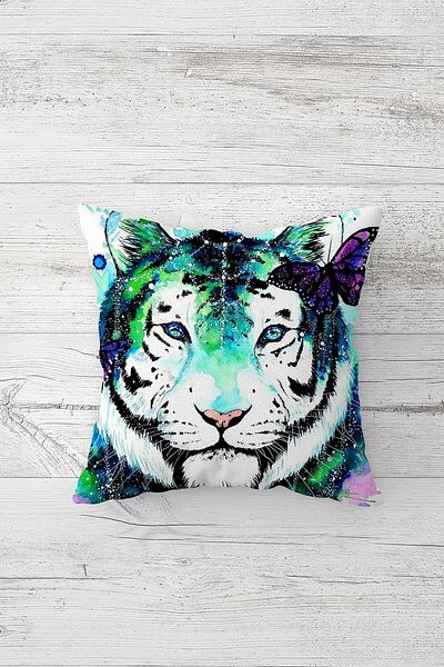 on the clouds Blue Tiger Husă de pernă cu fermoar ascuns, imprimată pe două fețe, pentru scaun