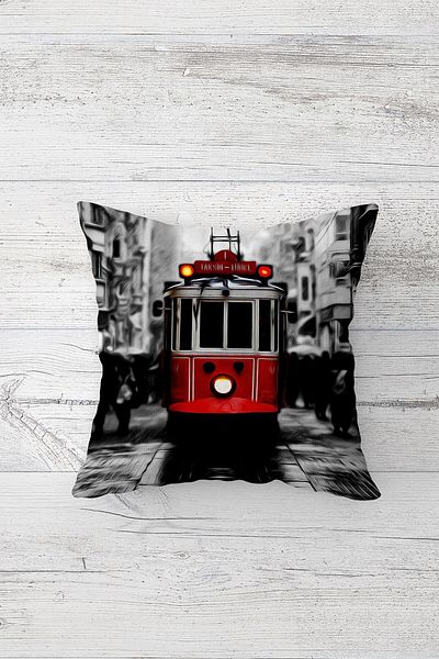 on the clouds Taksim Τρόλεϊ Μαξιλαροθήκη με κρυφό φερμουάρ διπλής όψης Μαξιλαροθήκη για μαξιλάρι καθίσματος