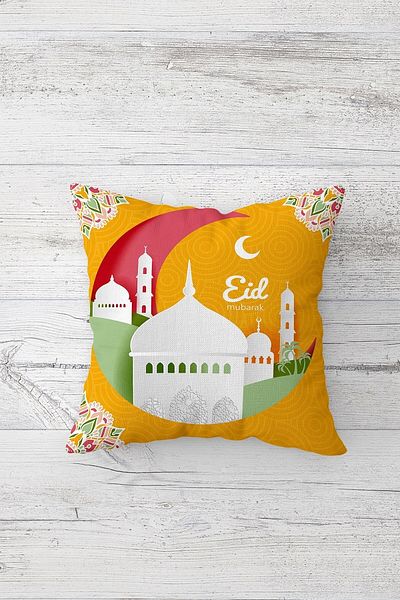 on the clouds Eid Mubarak Ramadan Tema Față de pernă imprimată pe două fețe cu fermoar ascuns