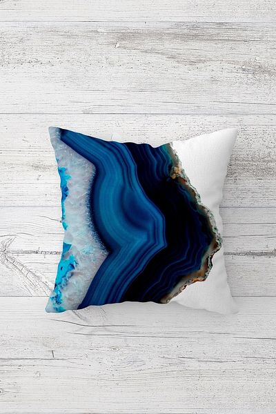 on the clouds Design abstract, albastru, modern, imprimat pe două fețe, cu fermoar ascuns, husă de pernă