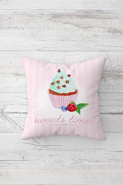 on the clouds Față de pernă cu fermoar ascuns, imprimată pe două fețe, cu model cupcake