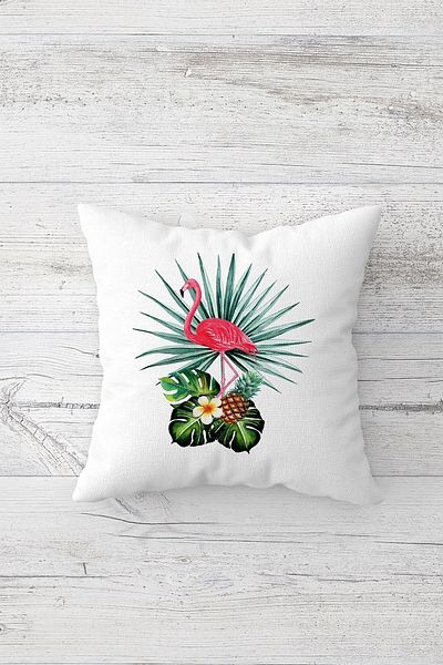 Pelangi Green Pink Pineapple Flamingo Double Sided Printed Hidden Zipper Pillowcase Throw Pillow Pillowcase