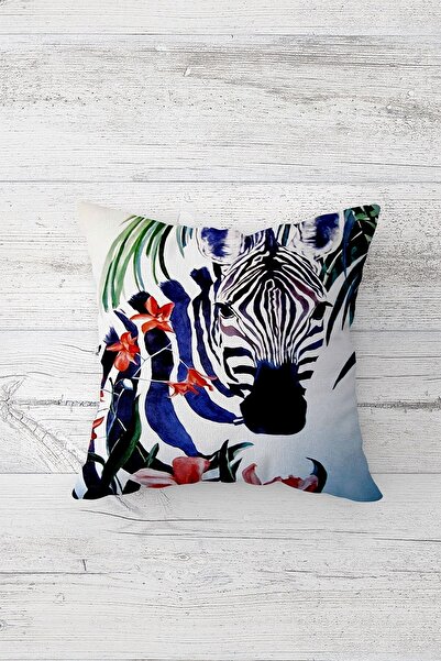 Pelangi غطاء وسادة بسحاب مخفي مطبوع على الوجهين مع حمار وحشي ملون، غطاء وسادة...