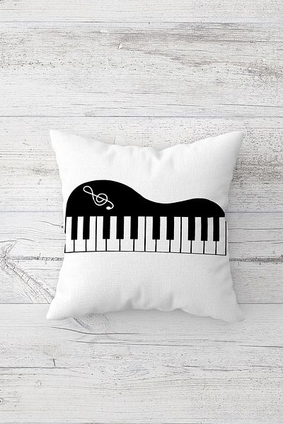 Pelangi Black and White Piano Note Themed Double Side Printed Hidden Zipper Pillowcase Throw Pillow Pillowcase