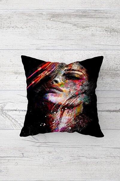 Pelangi وجه رسمت المرأة منقوشة على الوجهين الطباعة المخفية زيبر وسادة رمي وسا...