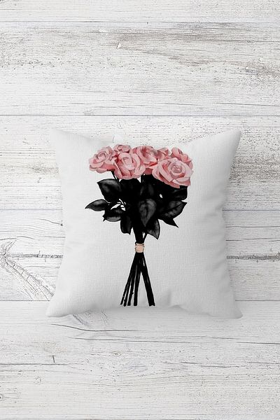 Pelangi Simple Stylish Rose Bouquet Double Sided Printed Hidden Zippered Pillow Case Throw Pillow Seat Pillow Case