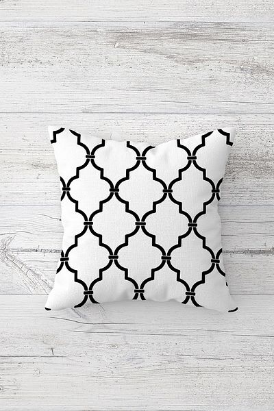 Pelangi Black and White Tile Pattern Double Sided Printed Hidden Zippered Pillow Case Throw Pillow Seat Pillow Case