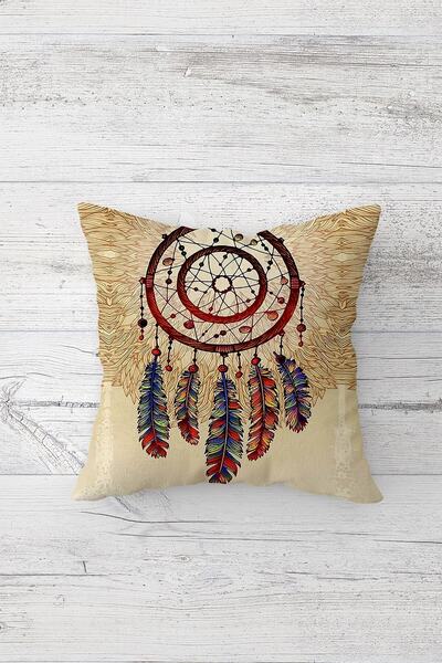 Pelangi Bohemian Colorful Feathers Double Sided Printed Hidden Zippered Pillo...