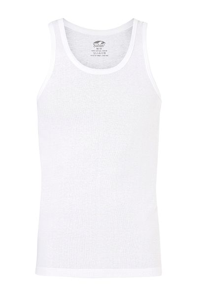 Şahin Tricou Rambo alb cu nervuri 100% bumbac pentru bărbați Shn10040
