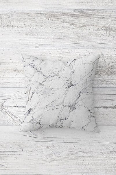 Pelangi غطاء وسادة بسحاب مخفي مطبوع على الوجهين بنمط الرخام الأبيض