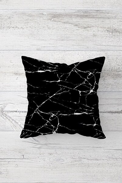 Pelangi غطاء وسادة بسحاب مخفي مطبوع على الوجهين بنمط رخامي أسود، غطاء وسادة ل...