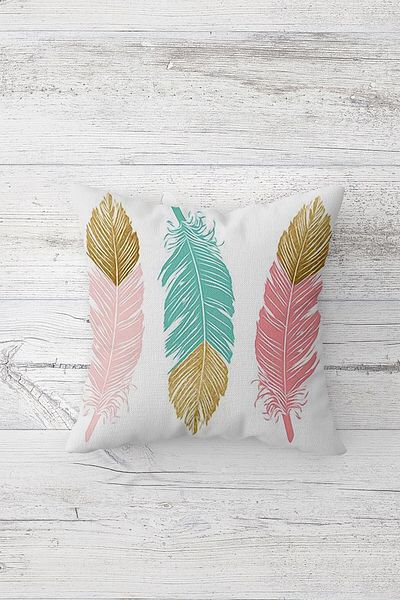 Pelangi Soft Colorful Bird Feathers Double Side Printed Hidden Zipper Pillowcase Throw Pillow Seat Pillowcase