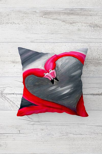 Pelangi Dear Flamingos Heart Patterned Double Sided Hidden Zippered Pillowcase Throw Pillow Pillowcase