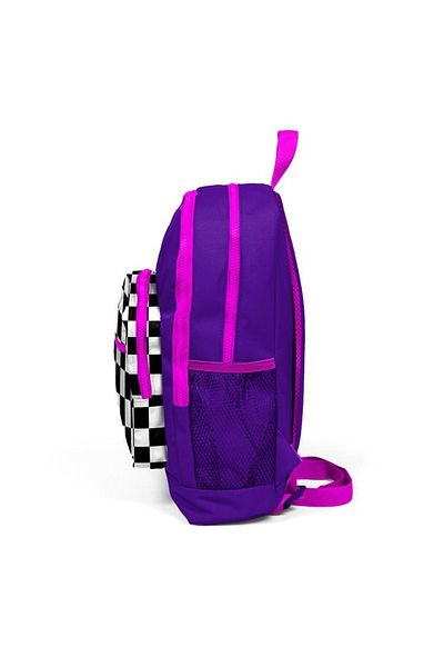 Coral High 23702 Four Compartment Checkerboard Pattern Backpack Purple
