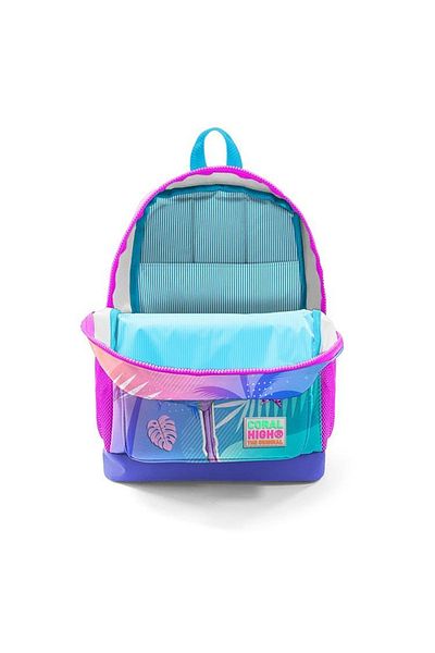 Coral High 23705 Four Compartment Flamingo Patterned Backpack Pink