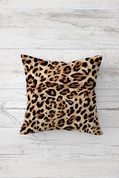 Pelangi Double Sided Leopard Patterned Pillowcase - Hidden Zipper Detailed Throw Pillow Seat Pillow
