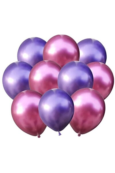 BEST PARTİ DOĞUM GÜNÜ PARTİ SÜSLERİ Purple-pink Chrome Balloon 10 Pieces