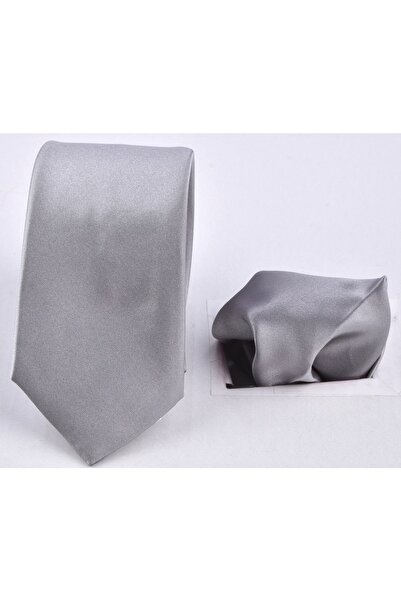 By Greda 2022 ربطة عنق سادة من الساتان/رمادي