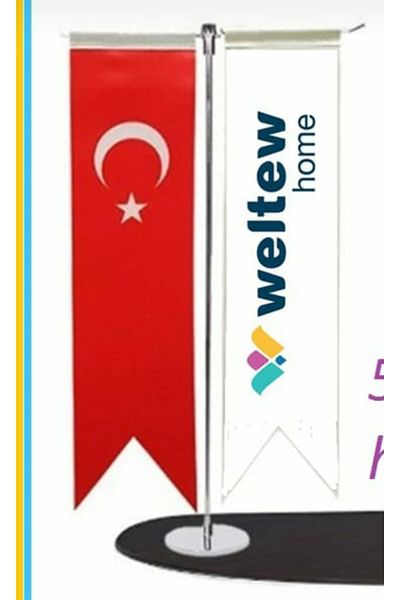 ETİKETLİK FİYATLIK Weltew Home - Турско знаме, Т-образно настолно знаме (две части)