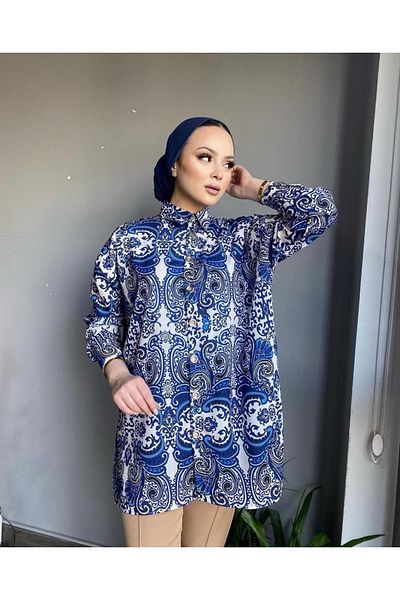 ZF BUTİK Damen Shirt mit Schalmuster