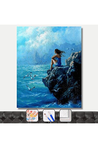 kendinyaphobi Sayılarla Boyama Seti Çerçeveli Kasnaklı Mavi Düş  40 x 50 cm