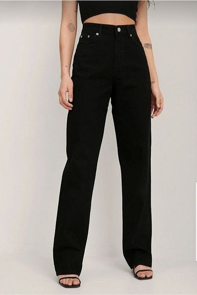 LİMABEL Elena X 90's Black Loose Palazzo Wideleg Jean Power Lycra Femei Talie înaltă