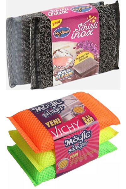 MyClean إسفنجة سلكية من الفولاذ المقاوم للصدأ ماجيك إينوكس 2 قطعة + إسفنجة في...