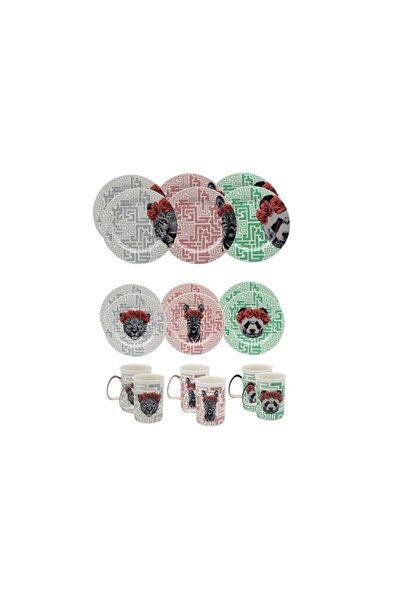 Genel Markalar M06117 18 Parça Yemek Takımı Kaplan-panda-zebra