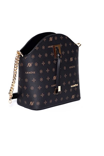 Armine Чорна сумка з ланцюжком і принтом