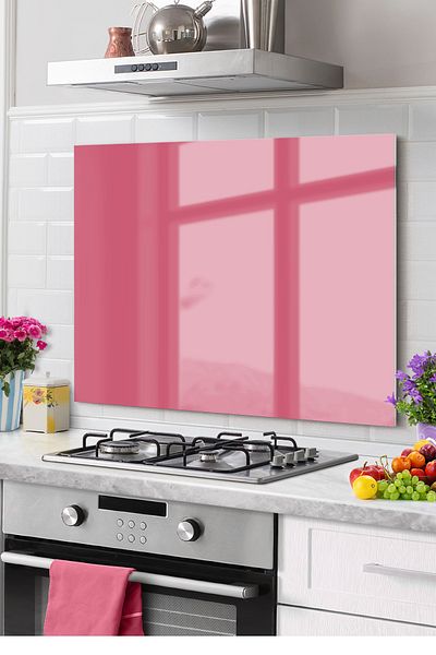 Olinpa Premium Kitchen - Glass, Stove, Back Protective Countertop, Built-In Dusty Rose