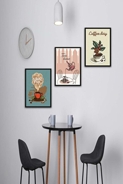 no77decor 3 Parça Mutfak Ve Cafe'ler Için Mdf Tablo Seti