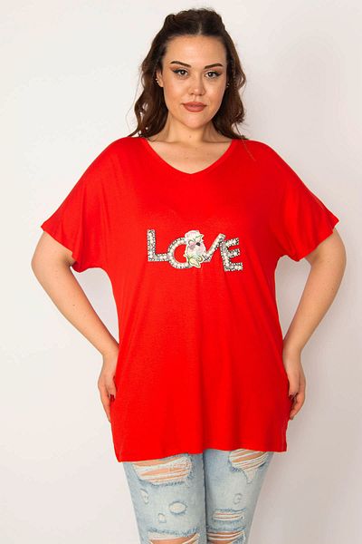 Şans Plus Size Blouse - Red - Regular fit
